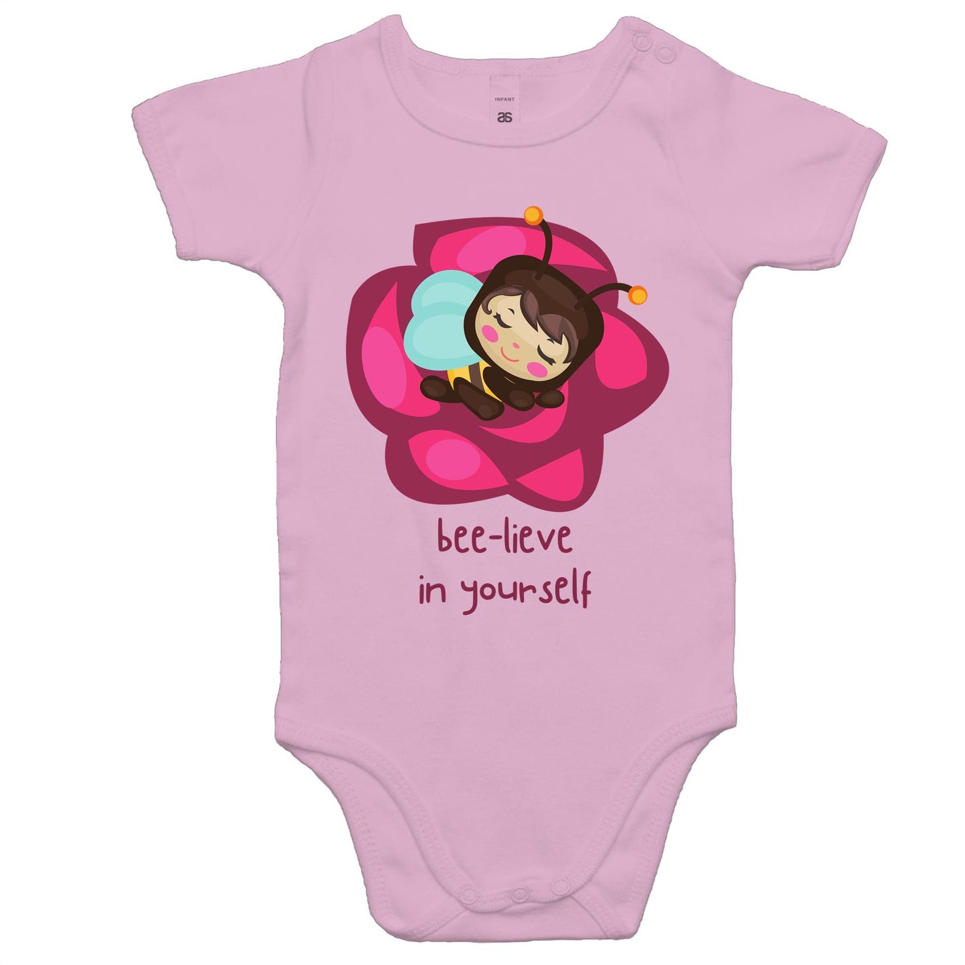 Bee-lieve In Yourself - Baby Bodysuit Pink Baby Bodysuit kids