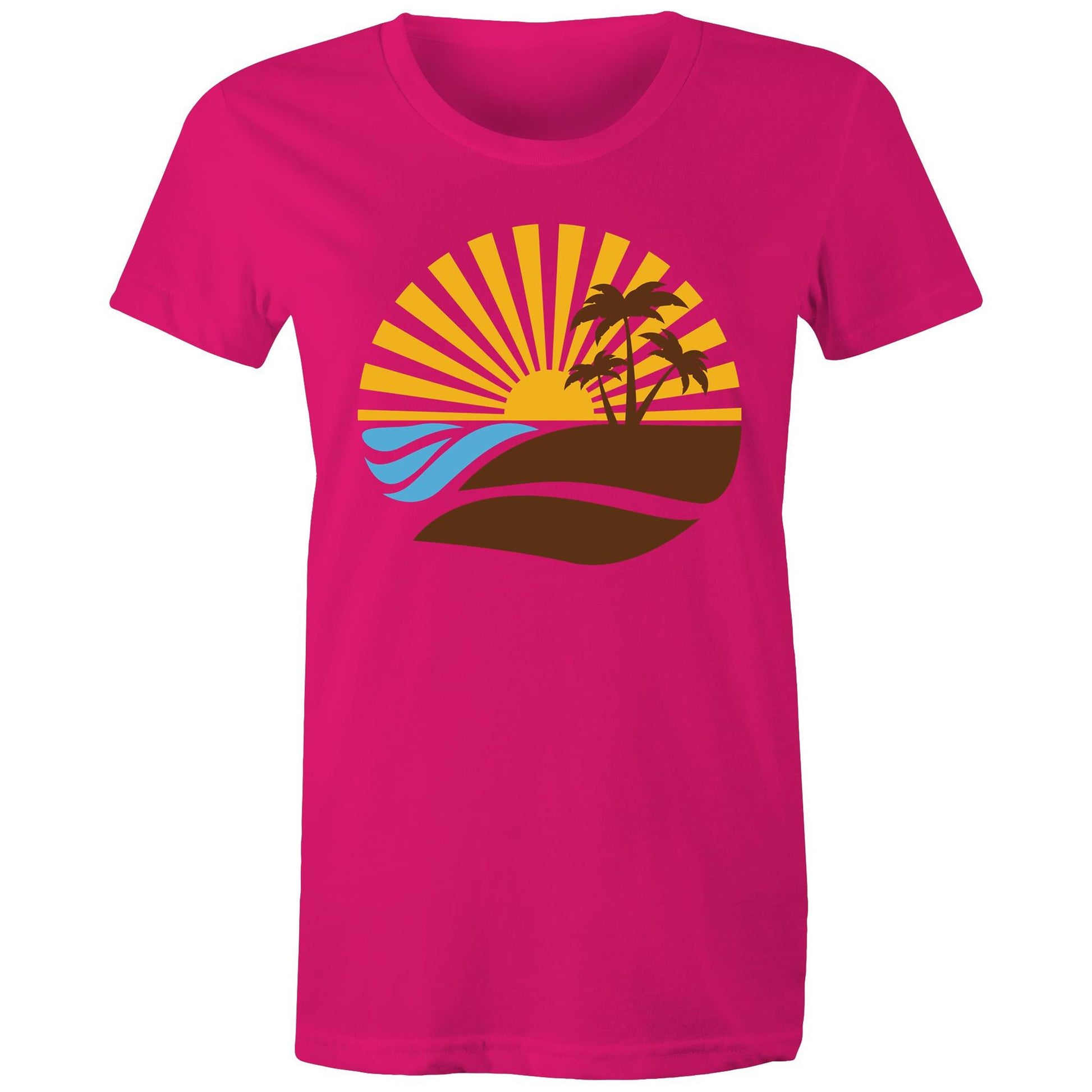 Vintage Surf - Women's T-shirt Fuchsia Womens T-shirt Retro Summer Womens