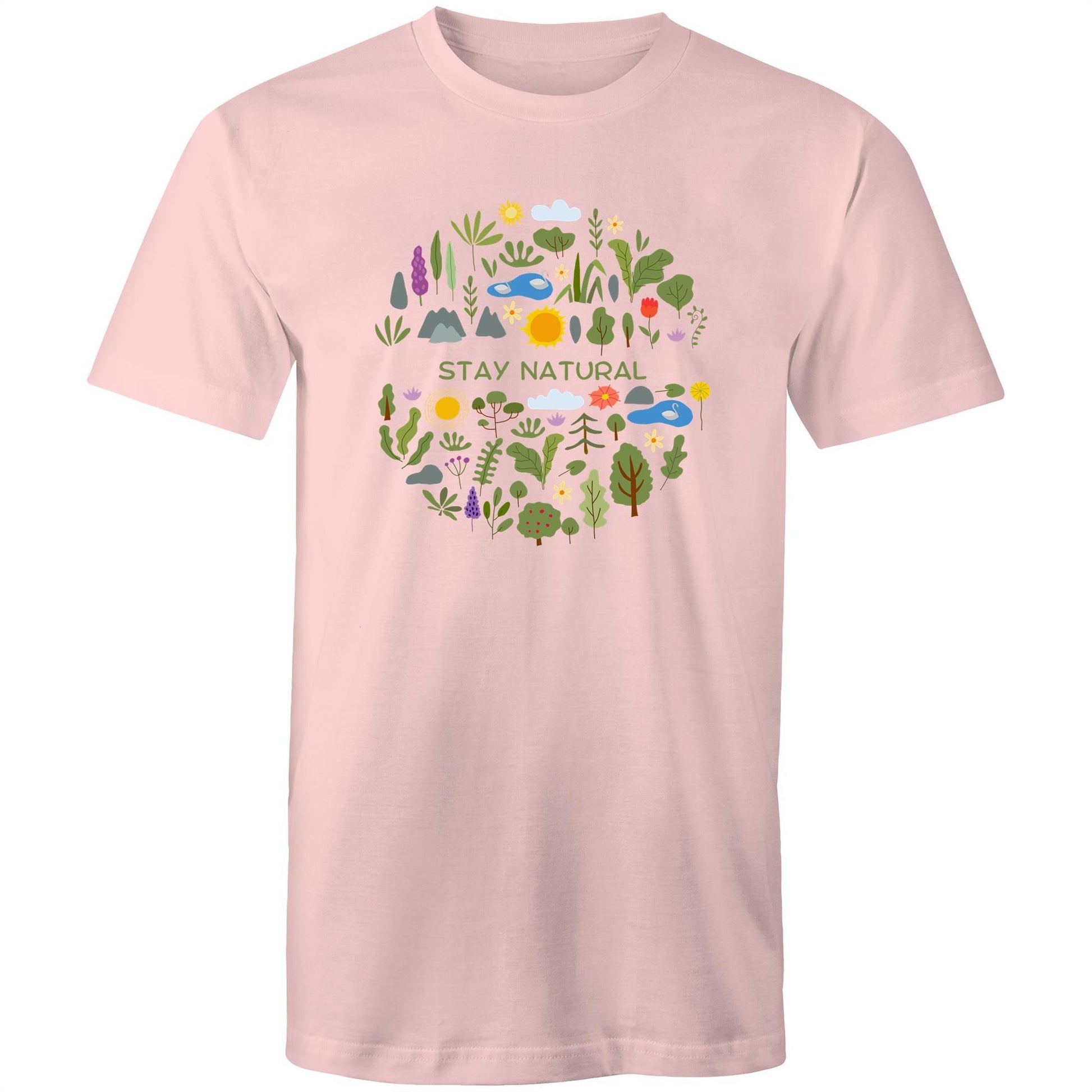 Stay Natural - Mens T-Shirt Pink Mens T-shirt Environment Plants