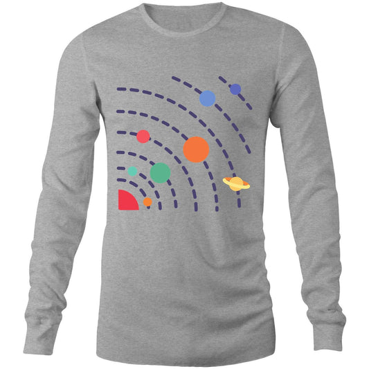 Solar System - Long Sleeve T-Shirt Grey Marle Unisex Long Sleeve T-shirt Mens Science Space Womens
