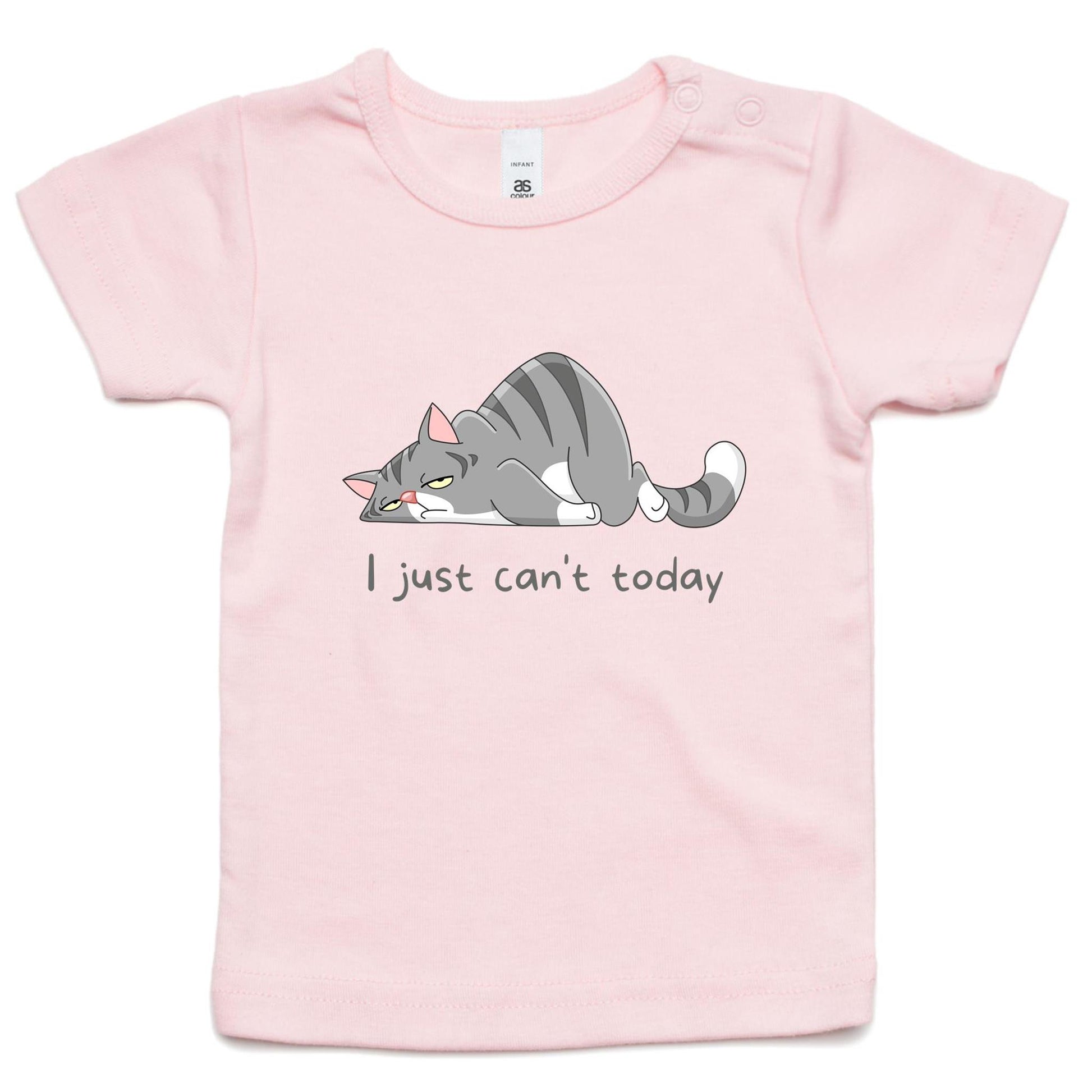 Cat, I Just Can't Today - Baby T-shirt Pink Baby T-shirt animal