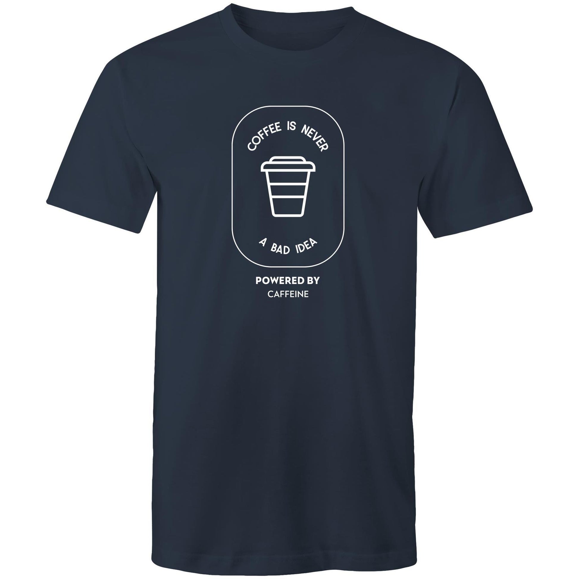 Powered By Caffeine - Mens T-Shirt Navy Mens T-shirt Coffee Mens