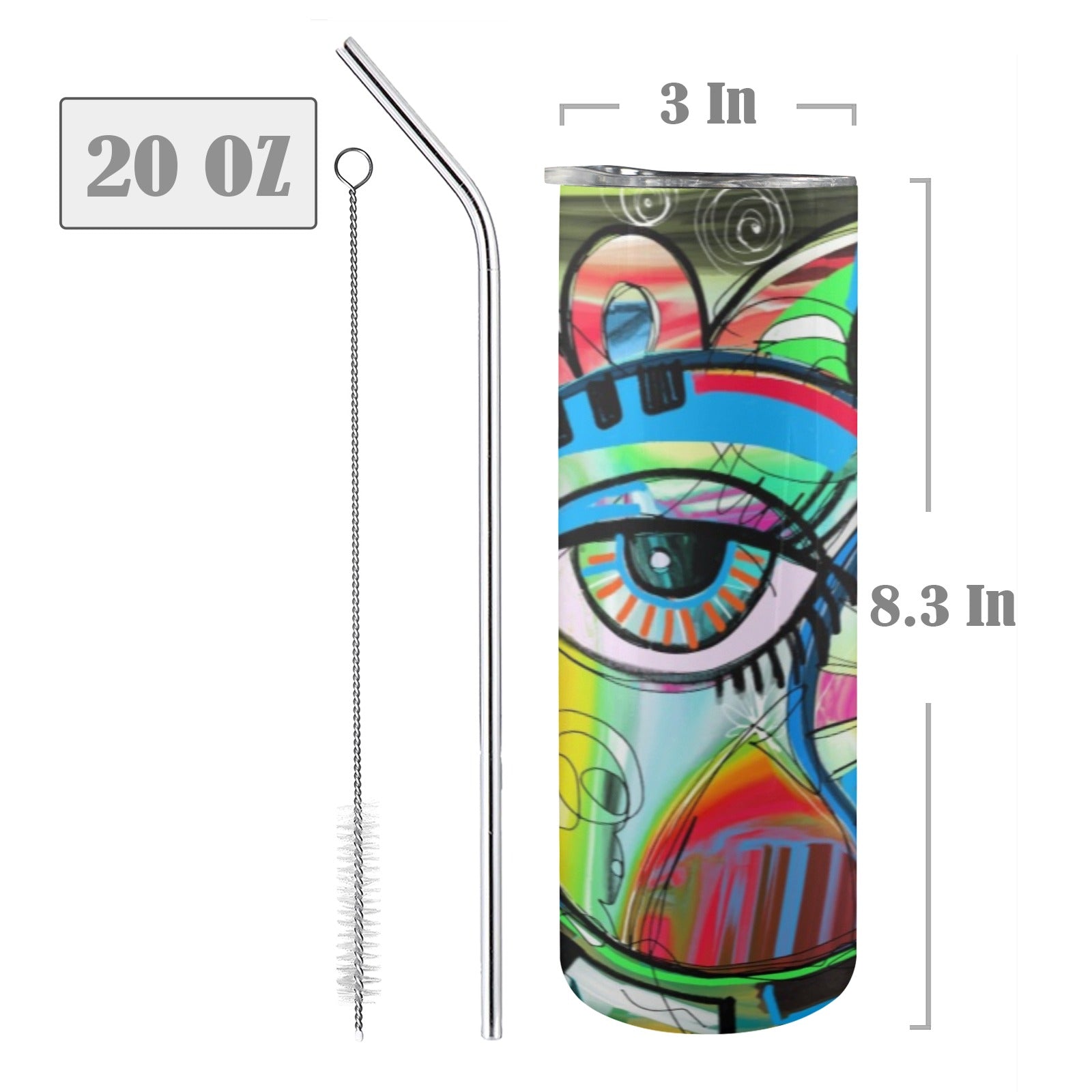 Graffiti Bird - 20oz Tall Skinny Tumbler with Lid and Straw 20oz Tall Skinny Tumbler with Lid and Straw