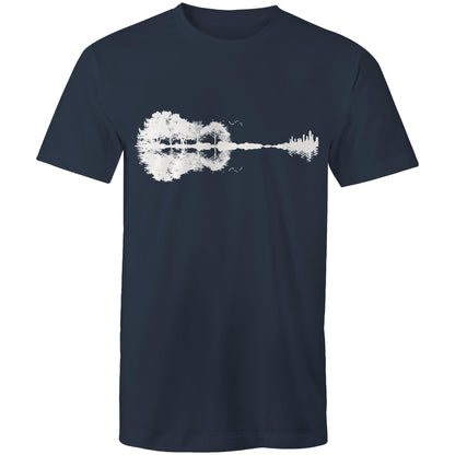 Guitar Reflection - Mens T-Shirt Navy Mens T-shirt Music