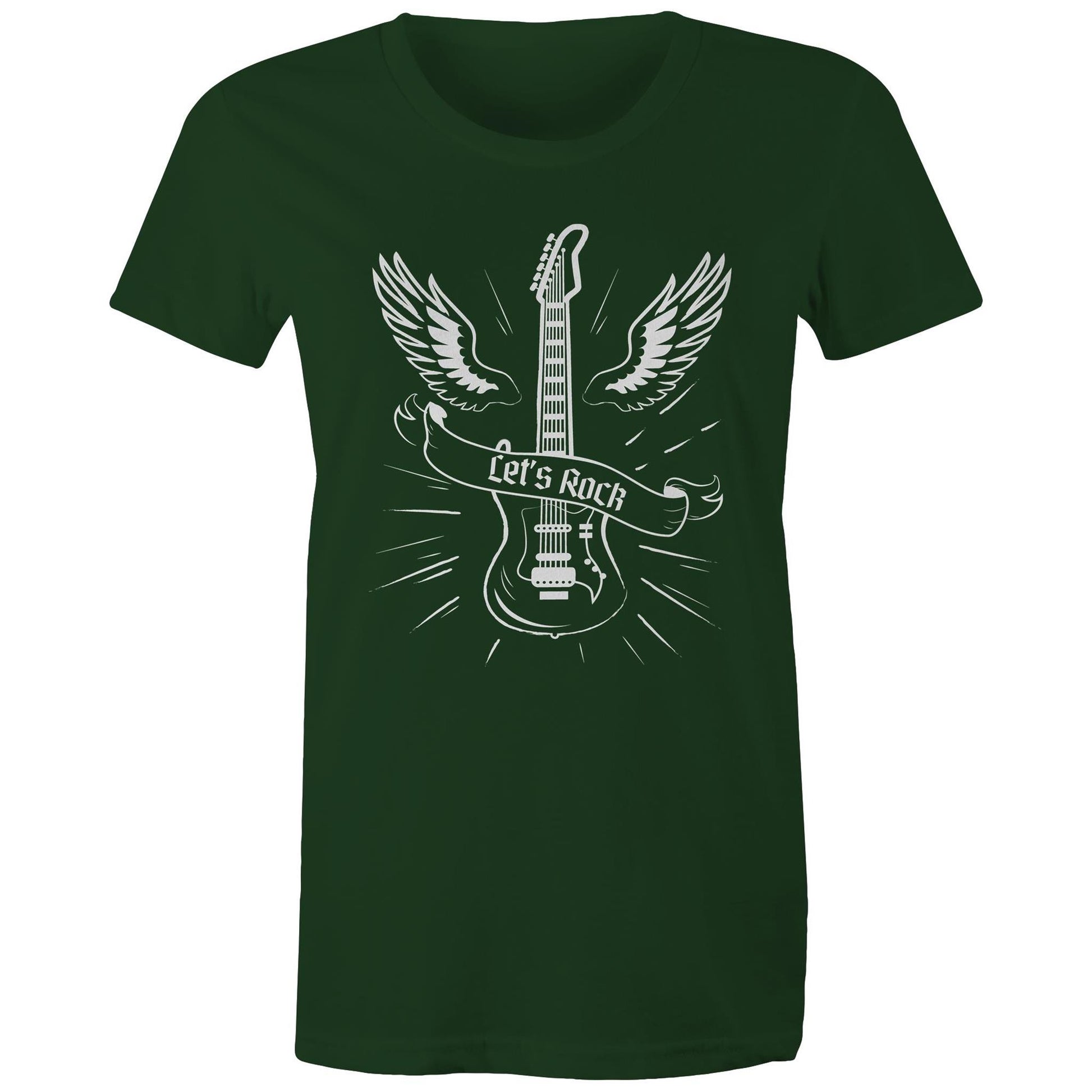 Let's Rock - Womens T-shirt Forest Green Womens T-shirt Music