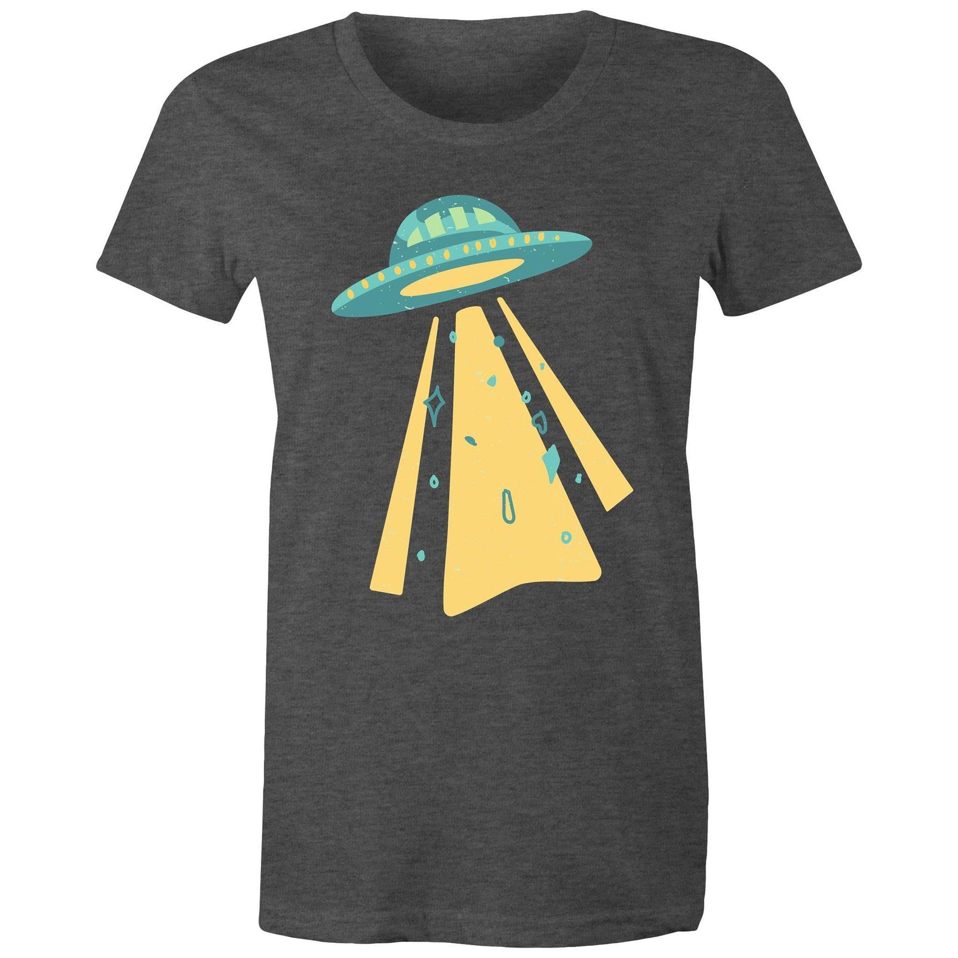 UFO - Women's Maple Tee Asphalt Marle Womens T-shirt Retro Sci Fi Space Womens