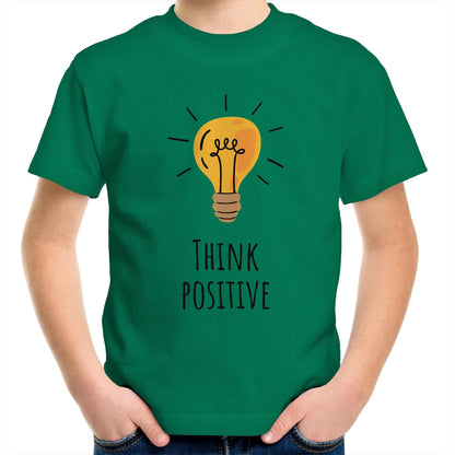 Think Positive - Kids Youth Crew T-Shirt Kelly Green Kids Youth T-shirt