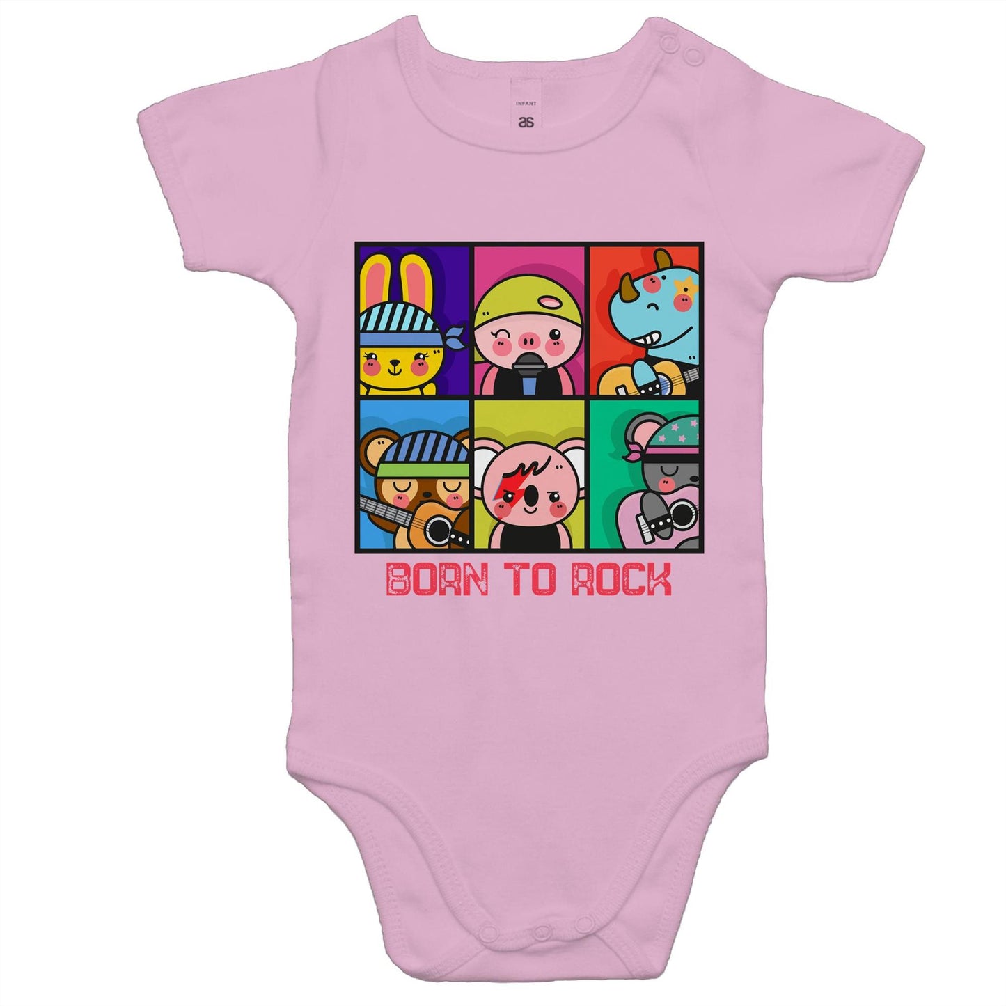 Born To Rock - Baby Bodysuit Pink Baby Bodysuit Music