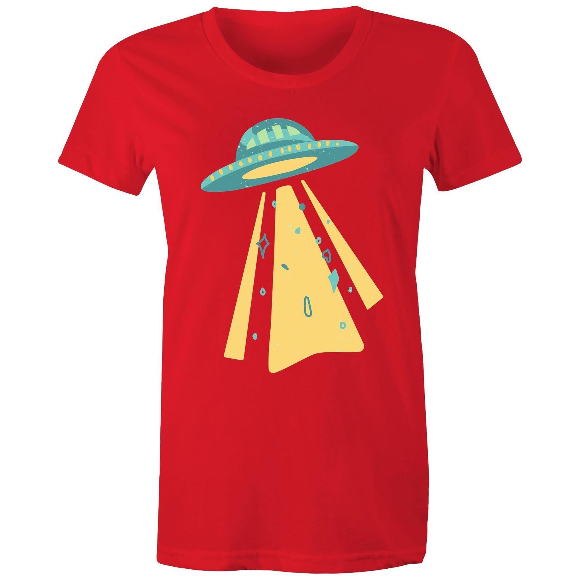 UFO - Women's Maple Tee Red Womens T-shirt Retro Sci Fi Space Womens
