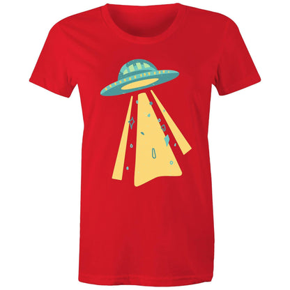 UFO - Women's Maple Tee Red Womens T-shirt Retro Sci Fi Space Womens