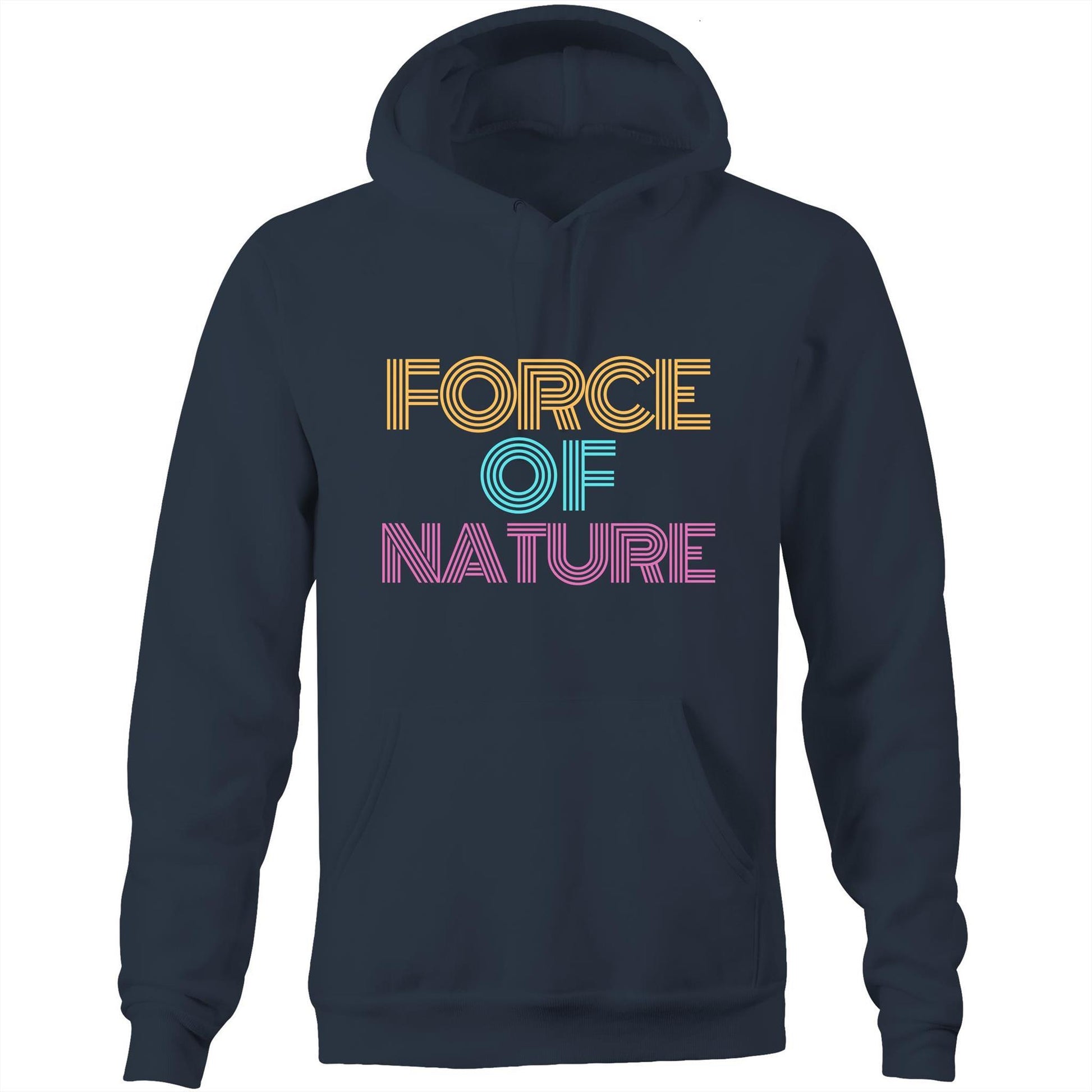 Force Of Nature - Pocket Hoodie Sweatshirt Navy Hoodie Mens Womens