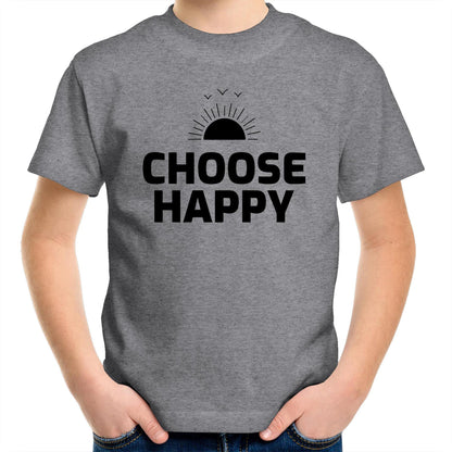 Choose Happy - Kids Youth Crew T-Shirt Grey Marle Kids Youth T-shirt