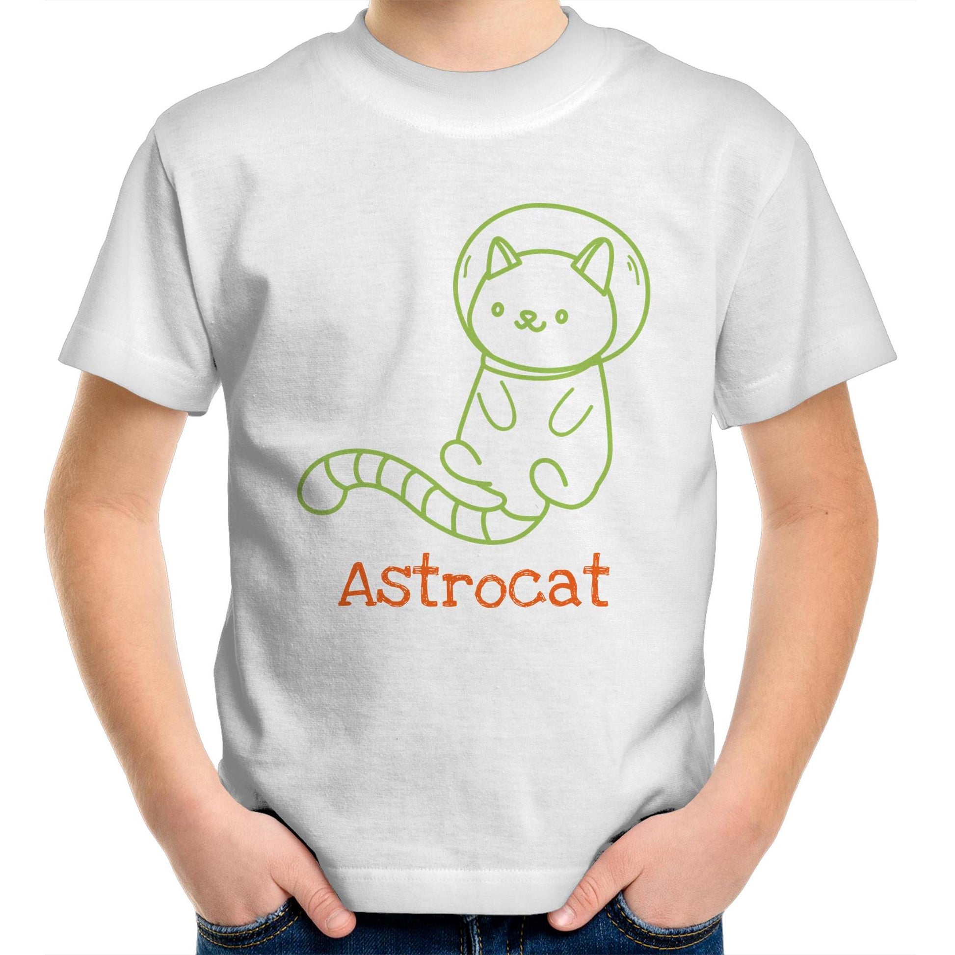 Astrocat - Kids Youth Crew T-Shirt White Kids Youth T-shirt animal Funny Space