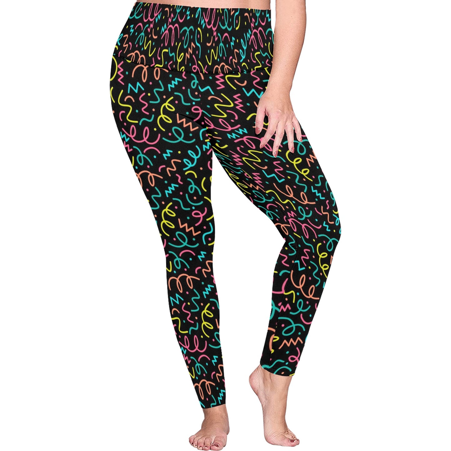 Squiggle Time - Women's Plus Size High Waist Leggings Women's Plus Size High Waist Leggings