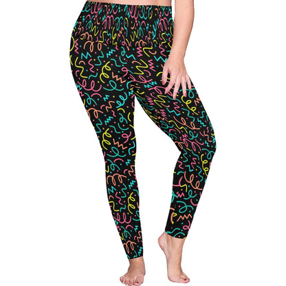 Squiggle Time - Womens High Waist Leggings (Sizes 16-22) Womens High Waist Leggings (Sizes 16-22) Printed Offshore