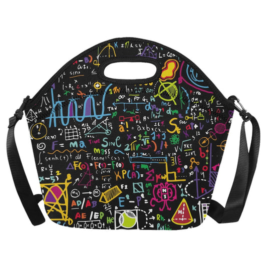 Math Scribbles - Neoprene Lunch Bag/Large Neoprene Lunch Bag/Large Maths Science