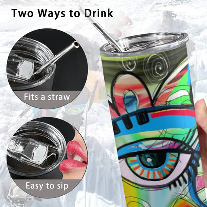 Graffiti Bird - 20oz Tall Skinny Tumbler with Lid and Straw 20oz Tall Skinny Tumbler with Lid and Straw