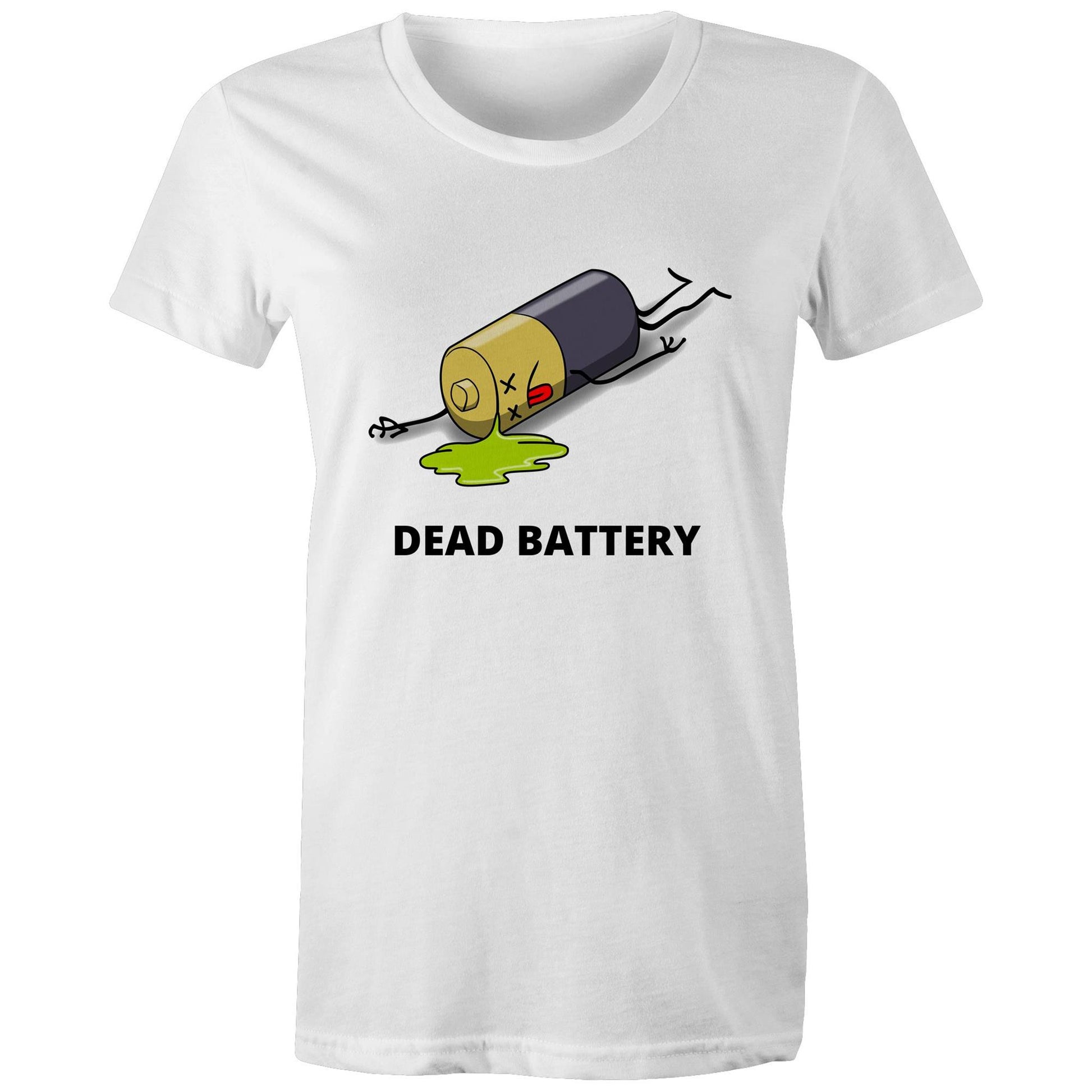 Dead Battery - Womens T-shirt White Womens T-shirt Funny Womens