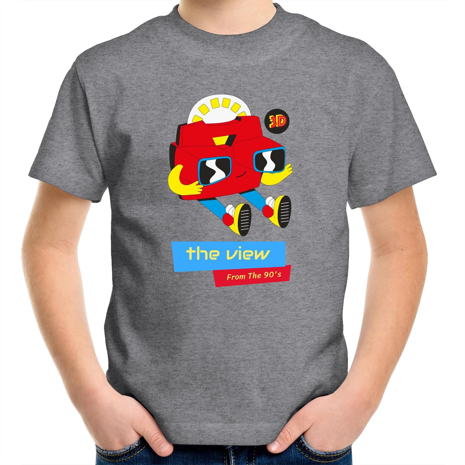 The View From The 90's - Kids Youth Crew T-Shirt Grey Marle Kids Youth T-shirt Retro