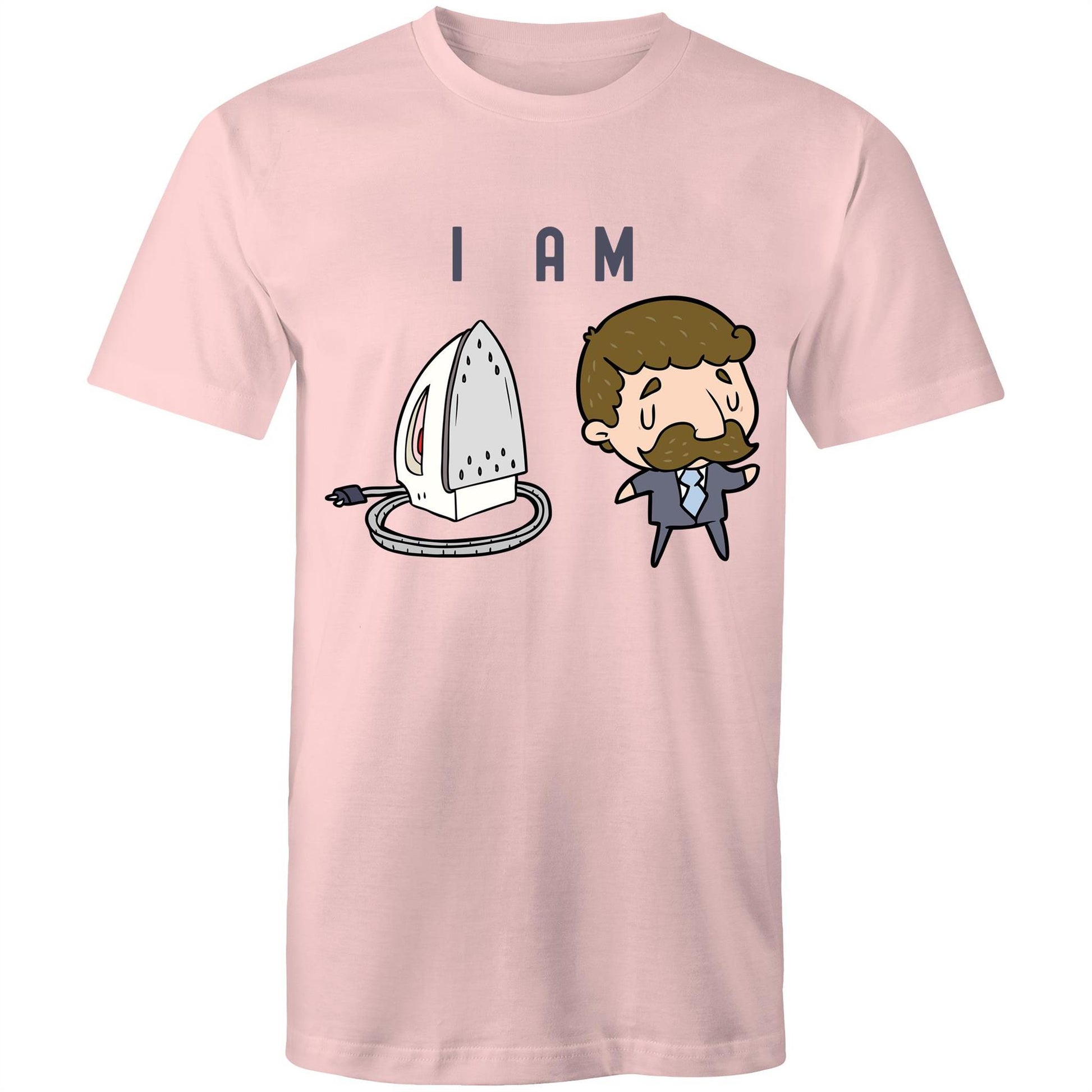 I Am Ironing Man Cartoon - Mens T-Shirt Pink Mens T-shirt comic Funny