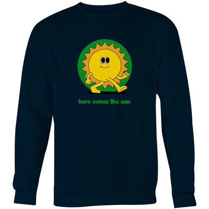 Here Comes The Sun - Crew Sweatshirt Navy Sweatshirt Retro Summer