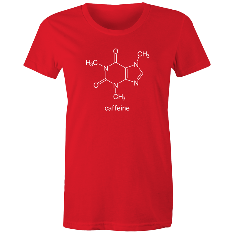 Caffeine Molecule - Women's T-shirt Red Womens T-shirt Coffee Science Womens