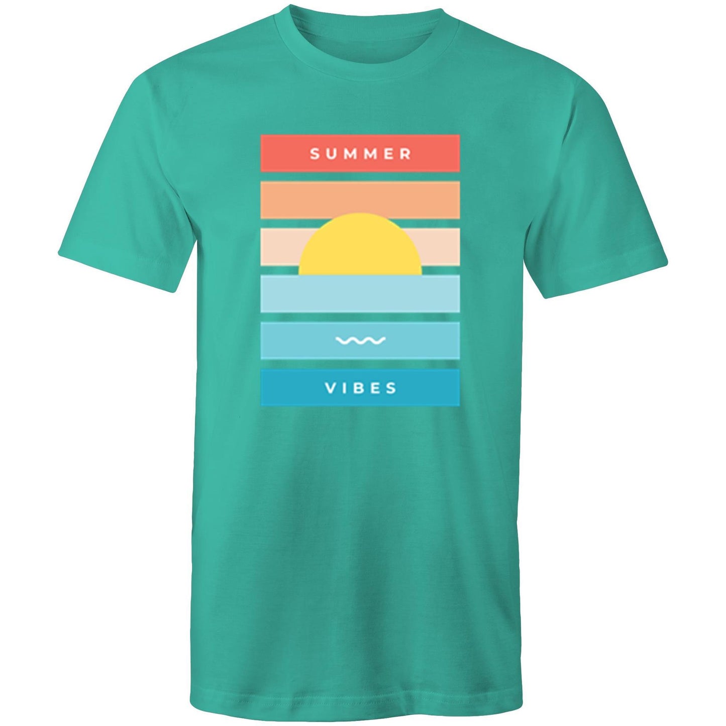 Summer Vibes - Mens T-Shirt Teal Mens T-shirt Mens Retro Summer