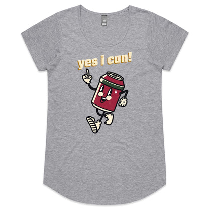 Yes I Can! - Womens Scoop Neck T-Shirt Grey Marle Womens Scoop Neck T-shirt Motivation Retro