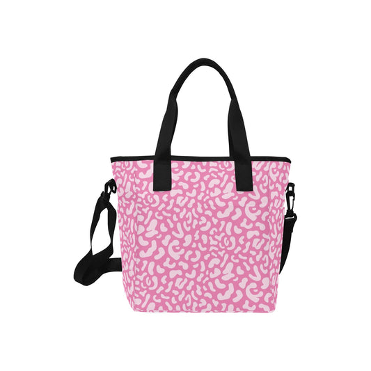 Pink Leopard - Tote Bag with Shoulder Strap Nylon Tote Bag