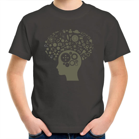 Science Brain - Kids Youth Crew T-Shirt Charcoal Kids Youth T-shirt Science