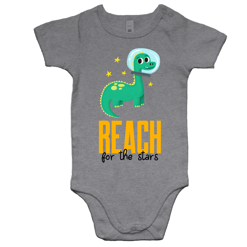 Reach For The Stars - Baby Bodysuit Grey Marle Baby Bodysuit animal kids