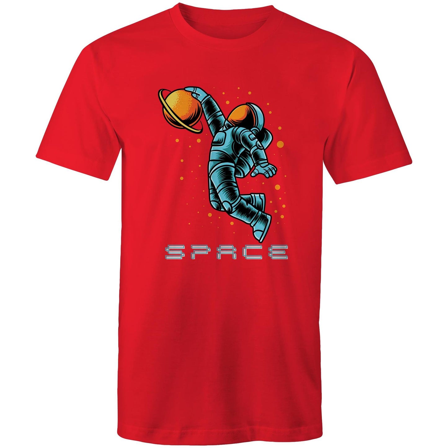 Astronaut Basketball - Mens T-Shirt Red Mens T-shirt Space