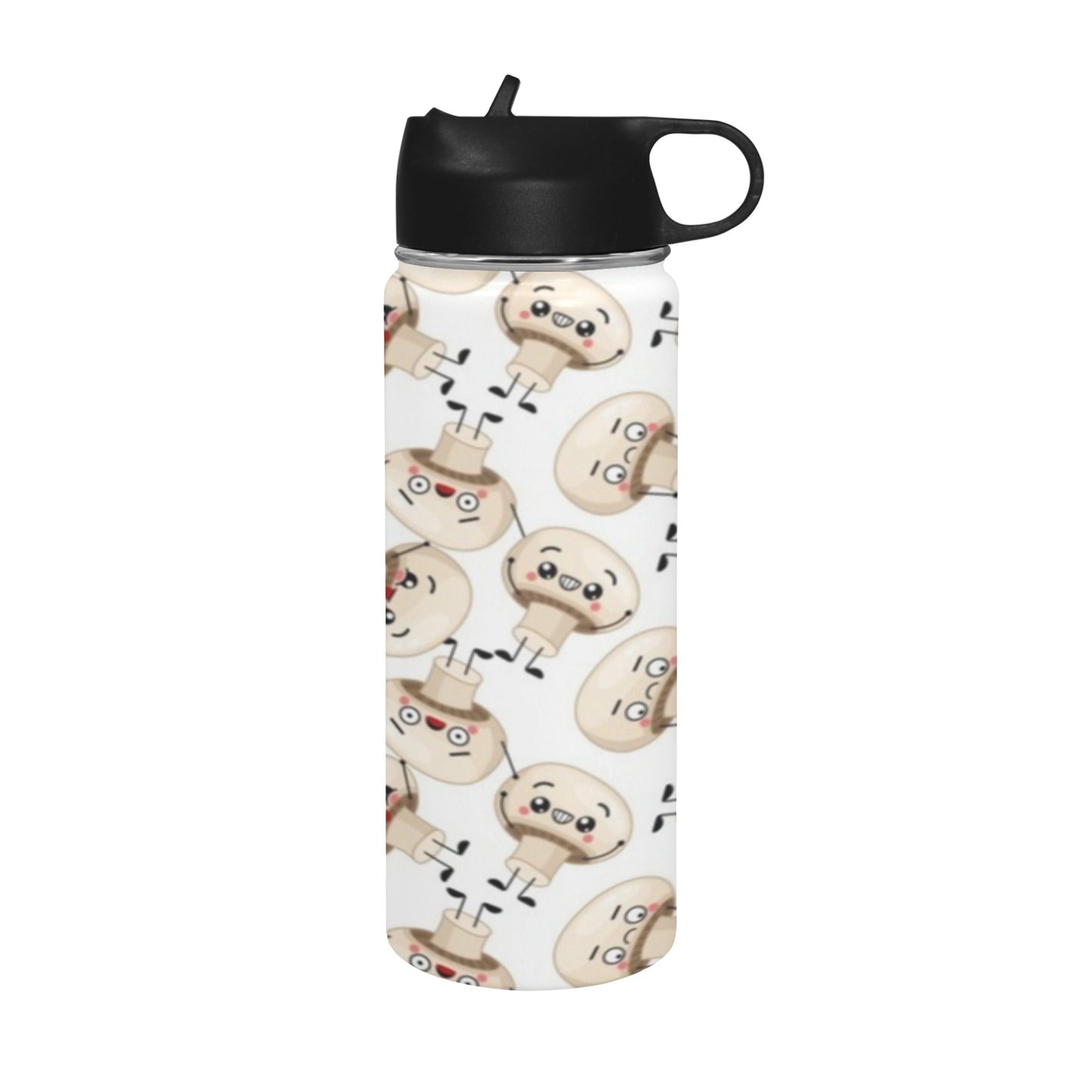 Cute Mushrooms Insulated Water Bottle with Straw Lid (18 oz) Insulated Water Bottle with Straw Lid Printed Offshore