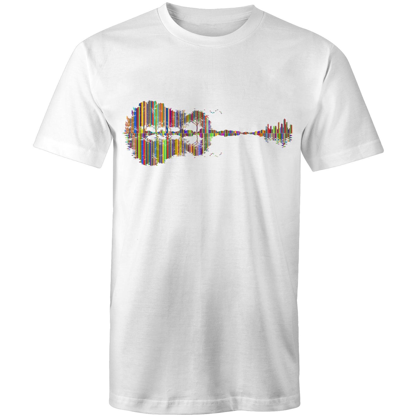 Guitar Reflection In Colour - Mens T-Shirt White Mens T-shirt Music