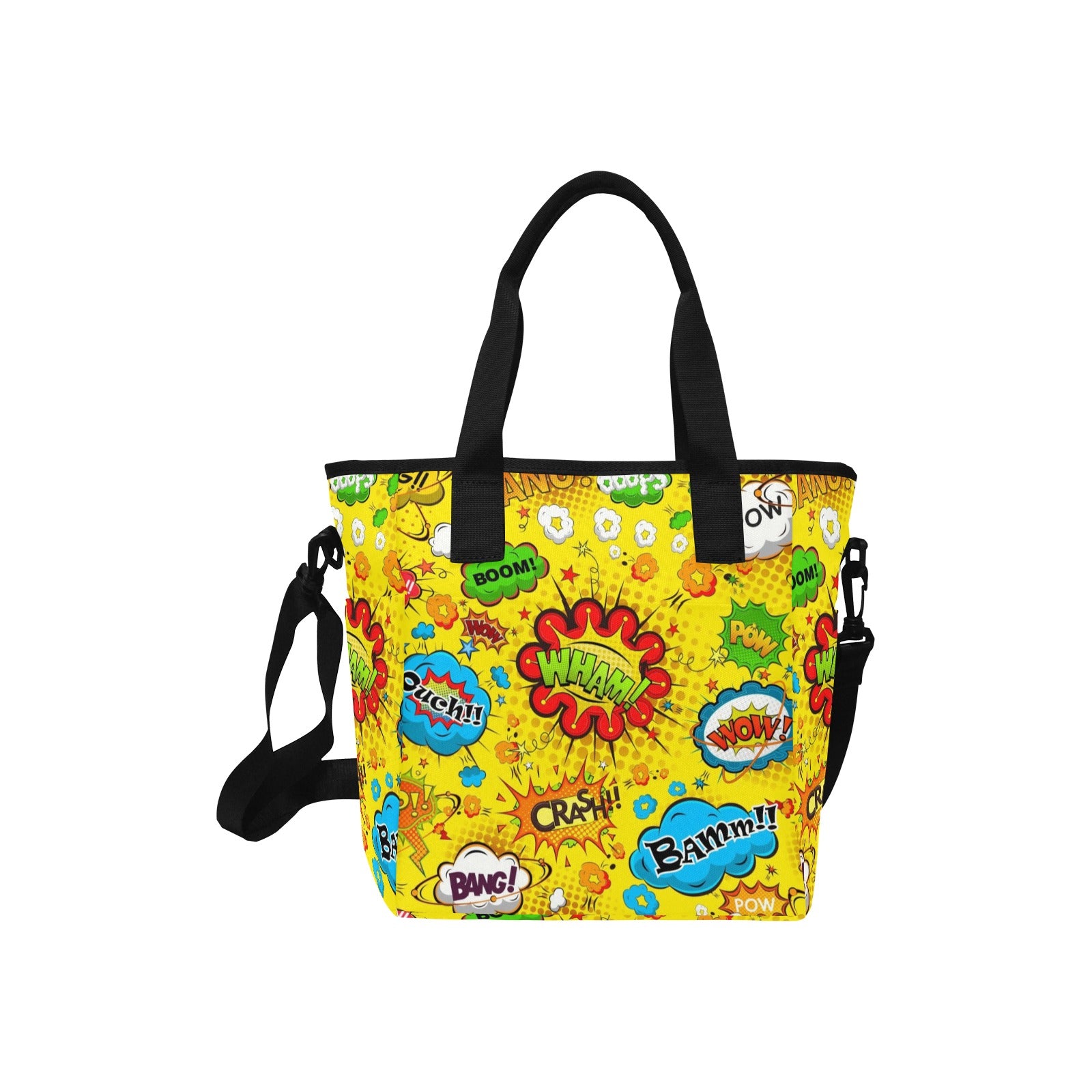 Comic Book Yellow - Tote Bag with Shoulder Strap Nylon Tote Bag