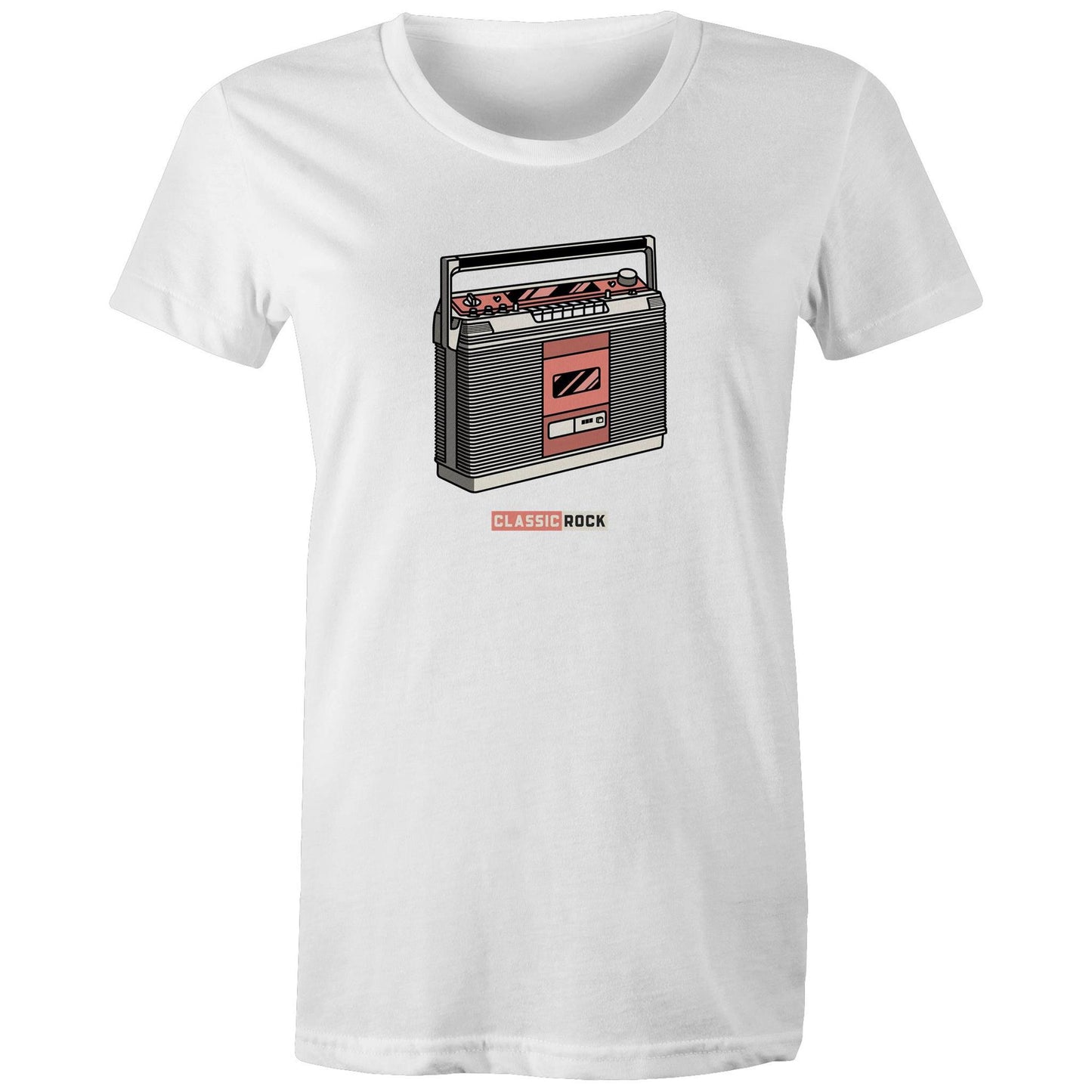 Classic Rock, Cassette Player - Womens T-shirt White Womens T-shirt Music Retro