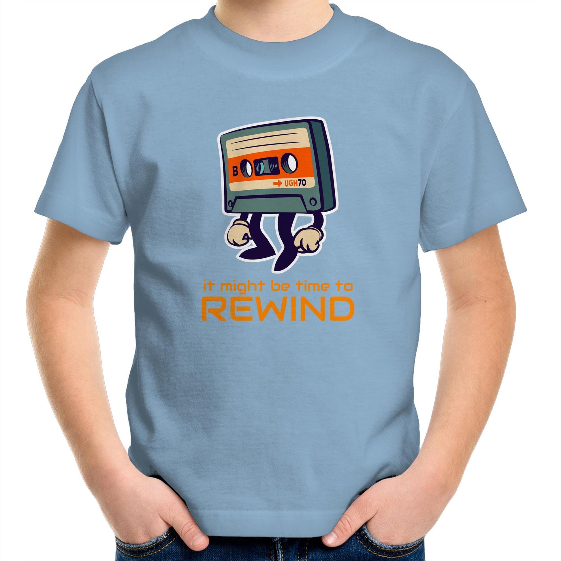 It Might Be Time To Rewind - Kids Youth Crew T-Shirt Carolina Blue Kids Youth T-shirt Music Retro