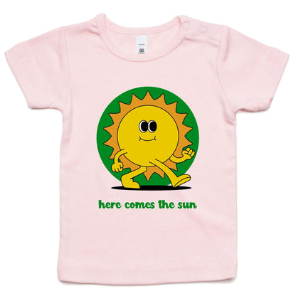 Here Comes The Sun - Baby T-shirt Pink Baby T-shirt Retro Summer