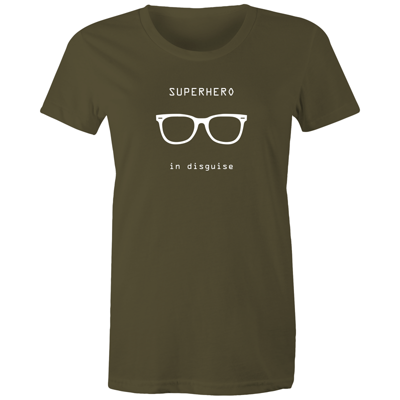 Superhero In Disguise - Women's T-shirt Army Womens T-shirt comic Funny Womens