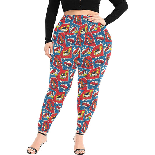 Comic Book Pop - Women's Extra Plus Size High Waist Leggings Women's Extra Plus Size High Waist Leggings comic Printed Offshore