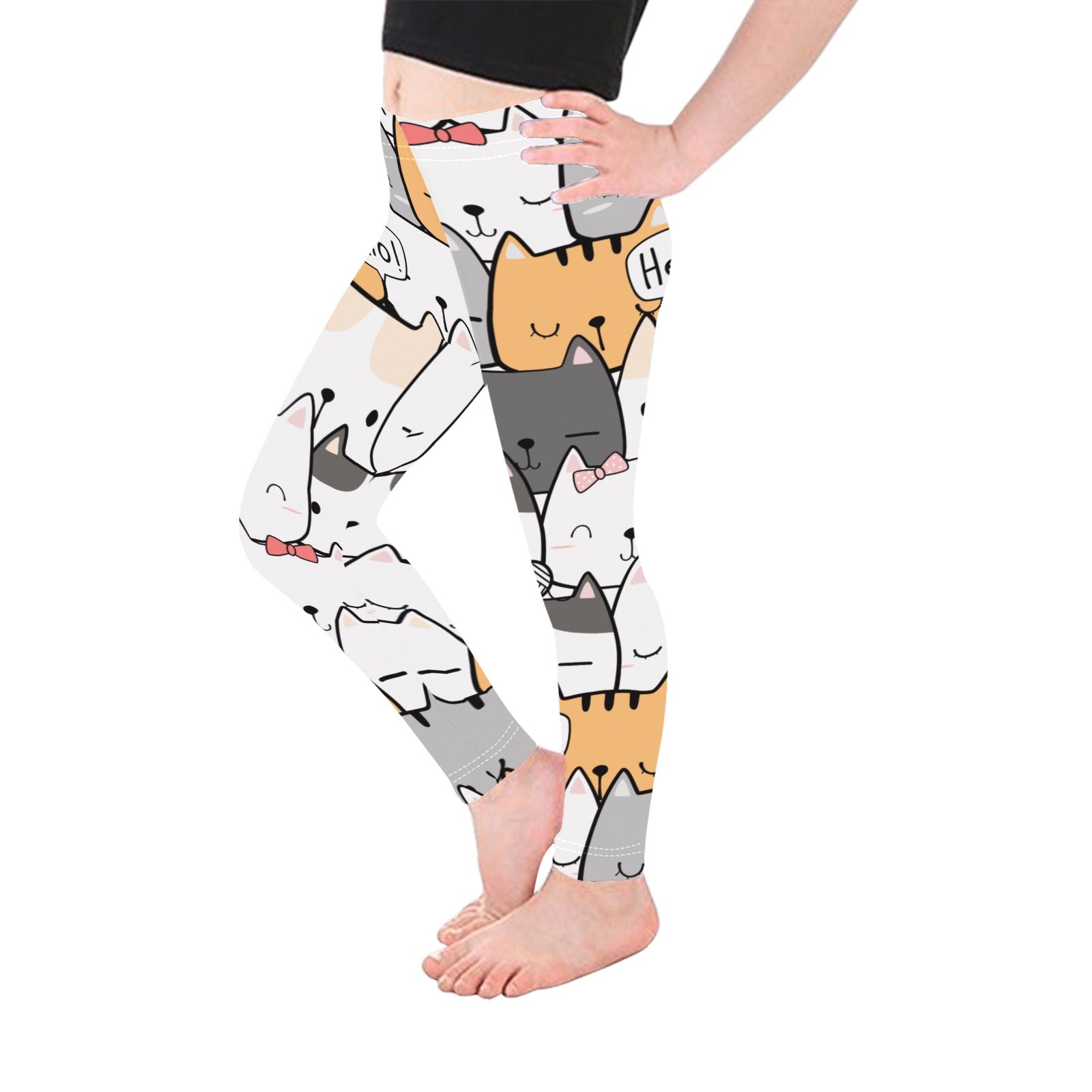 Cat Hello - Kid's Ankle Length Leggings Kids Leggings