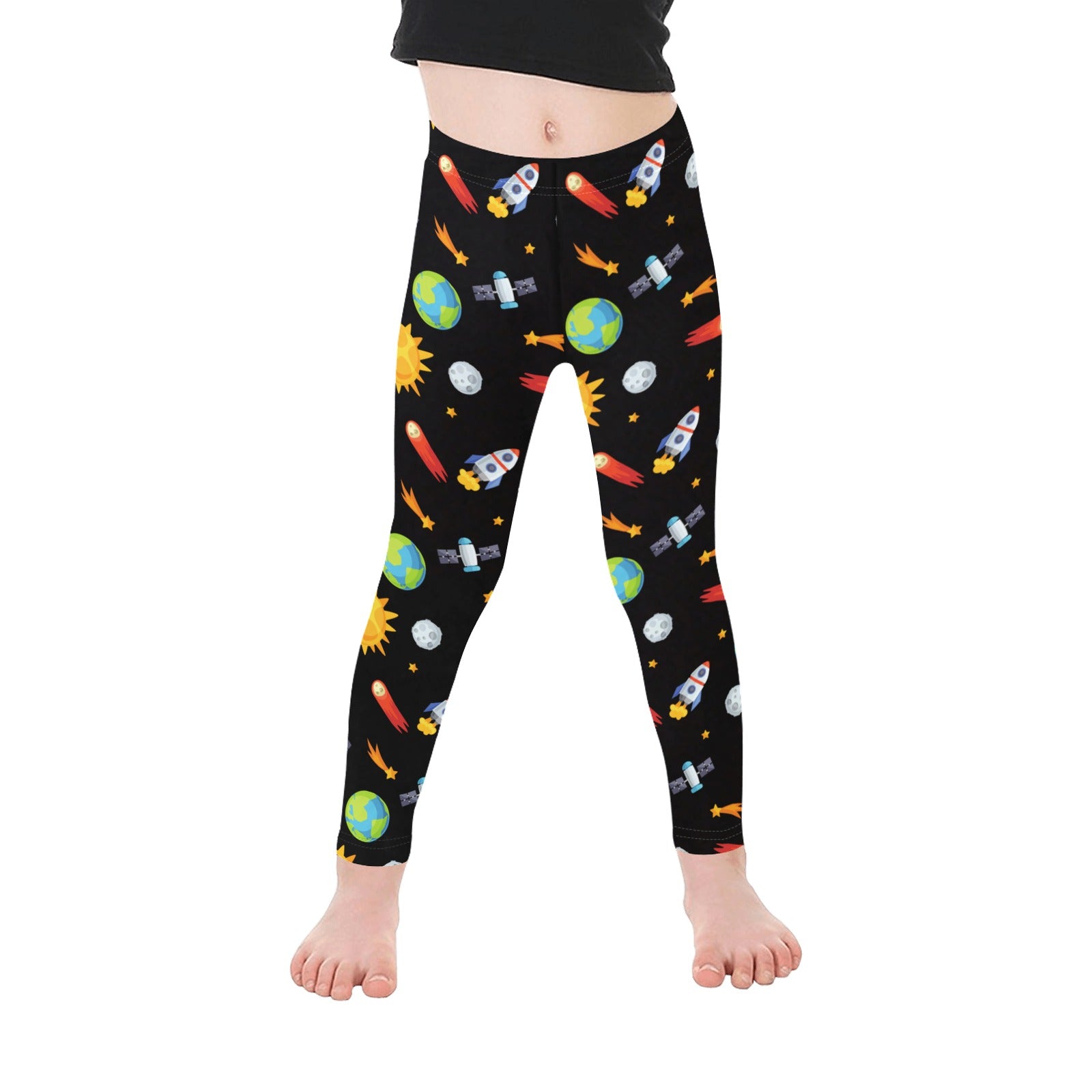 Busy Space - Kid's Ankle Length Leggings Kids Leggings