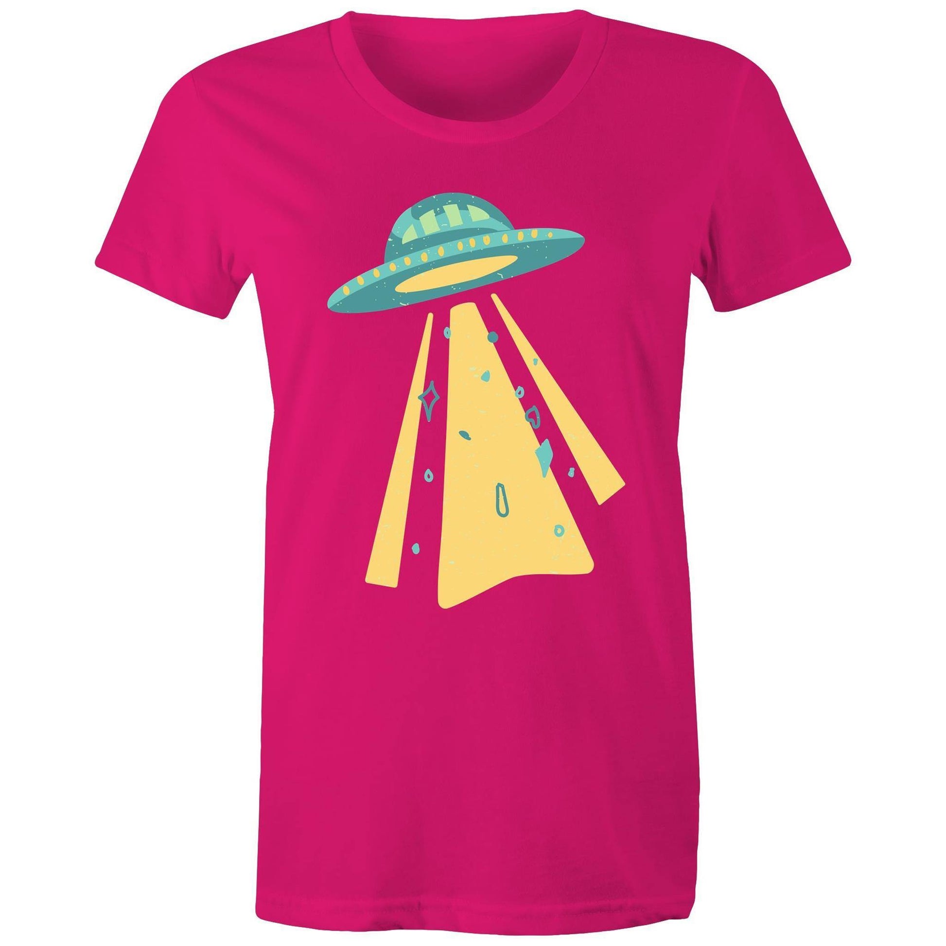 UFO - Women's Maple Tee Fuchsia Womens T-shirt Retro Sci Fi Space Womens