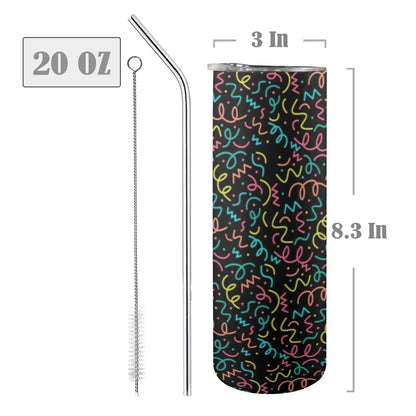 Squiggle Time - 20oz Tall Skinny Tumbler with Lid and Straw 20oz Tall Skinny Tumbler with Lid and Straw