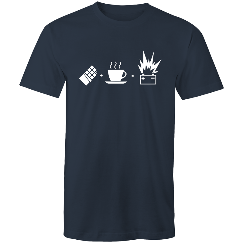 Chocolate + Coffee = Energy - Mens T-Shirt Navy Mens T-shirt Coffee Funny Mens