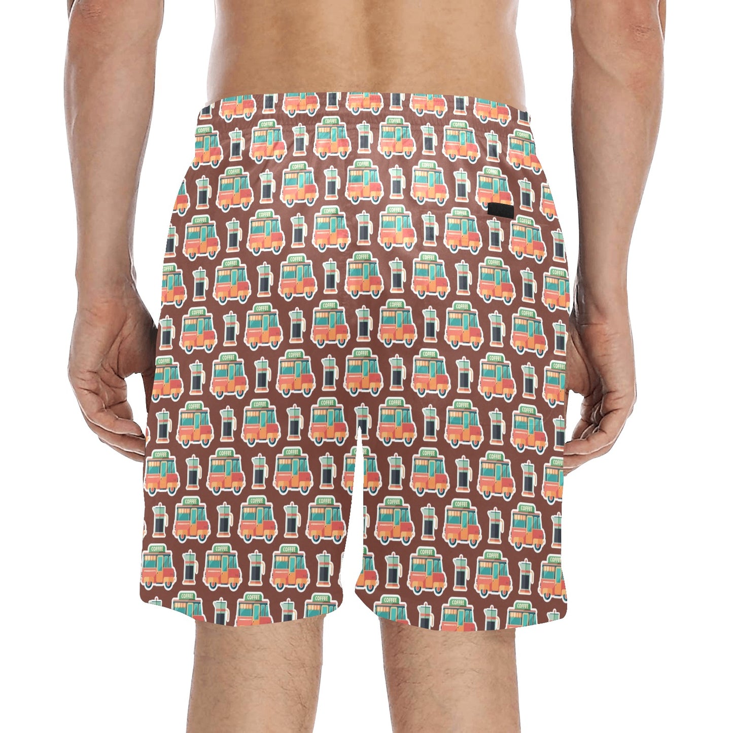 Coffee Van - Men's Mid-Length Beach Shorts Men's Mid-Length Beach Shorts Coffee