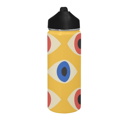 Eyes on Yellow - Insulated Water Bottle with Straw Lid (18 oz) Insulated Water Bottle with Straw Lid Printed Offshore