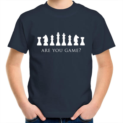 Are You Game - Kids Youth Crew T-shirt Navy Kids Youth T-shirt Chess