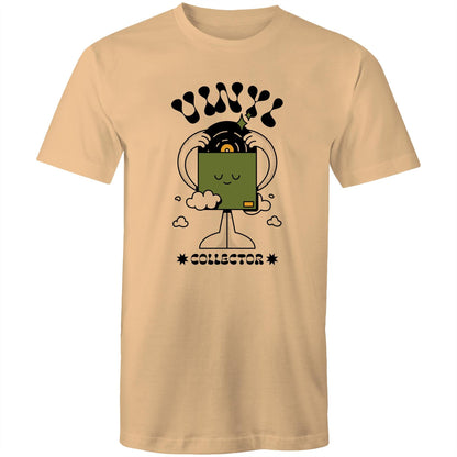 Vinyl Collector - Mens T-Shirt Tan Mens T-shirt Music Retro