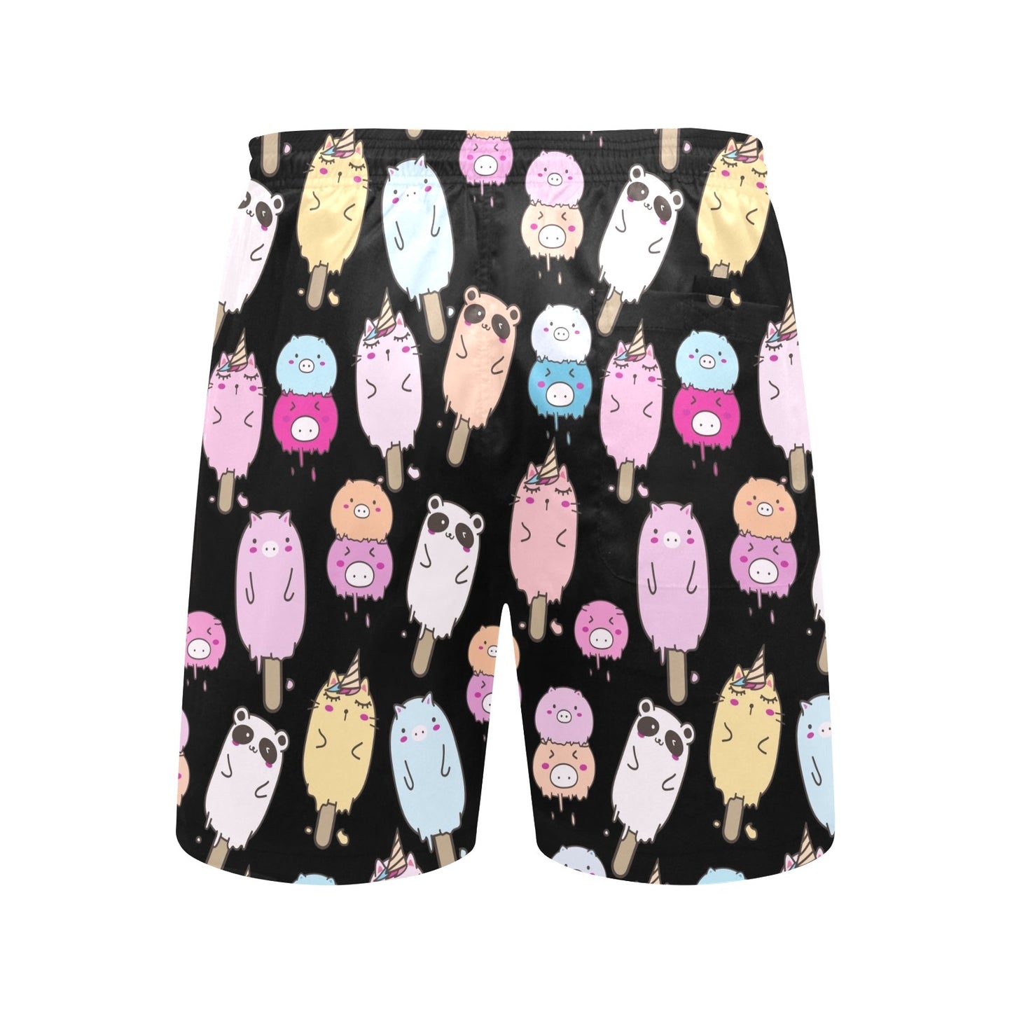 Cute Animal Ice Blocks - Men's Mid-Length Beach Shorts Men's Mid-Length Beach Shorts animal Food Printed Offshore Summer